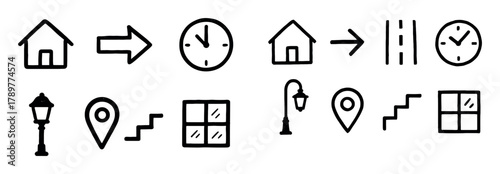 Eight Doodle Wayfinding Icons