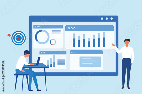 business man invest in business, Business analytics business investment, business success, growing up vector illustration