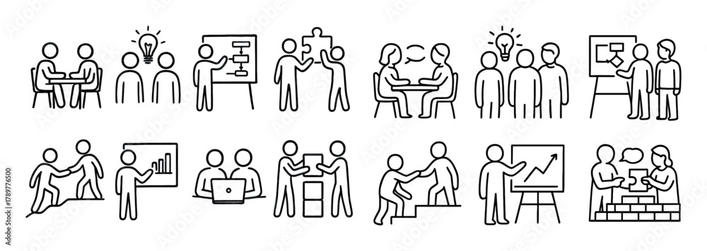 Obraz premium Teamwork Icons Grid