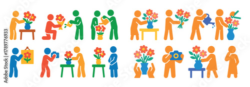Colorful Flower Icon Set