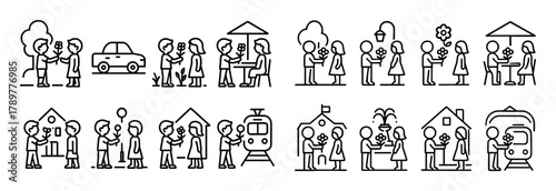 Boys Giving Flowers Icons