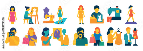 Colorful Fashion Icons Grid