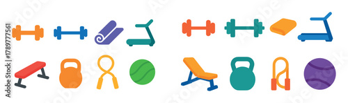 Colorful Gym Icon Set