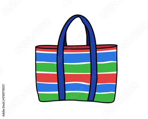 台湾漁師バッグ線画イラスト  レトロなショッピングバッグ　お土産 Taiwan Bag