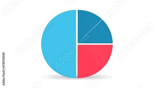 A 3D rendered pie chart, divided into three colorful sections blue, red, and another shade of blue. It casts a slight shadow Free Download A 3D rendered pie chart, divided into three colorful sections blue, red, and another shade of blue. It casts a slight shadow - GFXLoad