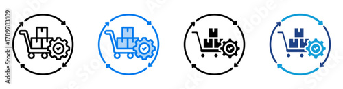 Process icon set multiple style collection