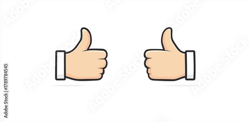 Set of thumbs up and thumbs down icons in simple line art style vector illustration on a white background