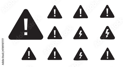 Warning sign symbols in black color danger attention concept vector illustration
