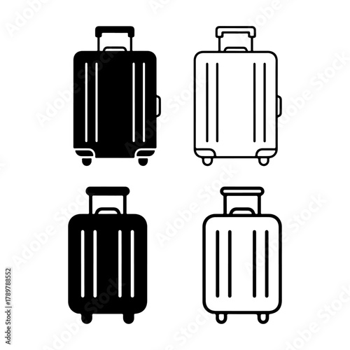 Travel suitcase set vector outline and silhouette design
