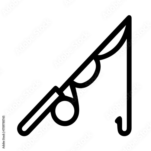 Simple fishing rod icon