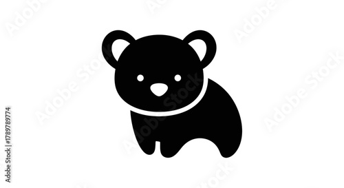 Cute bear icon simple flat vector illustration isolated on white background