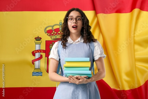 Surprised female student wi...