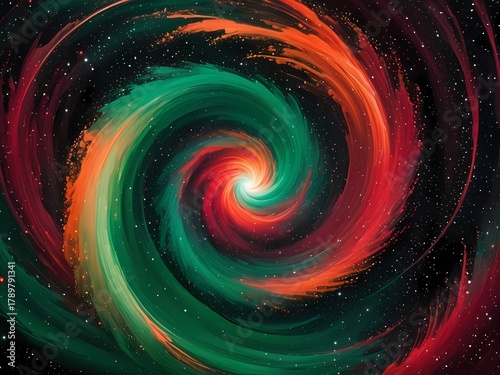 An abstract Christmas dream made of living brush strokes