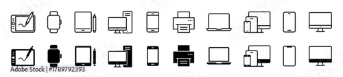 Digital devices icon set. Electronic device and technology symbol. Vector illustration.