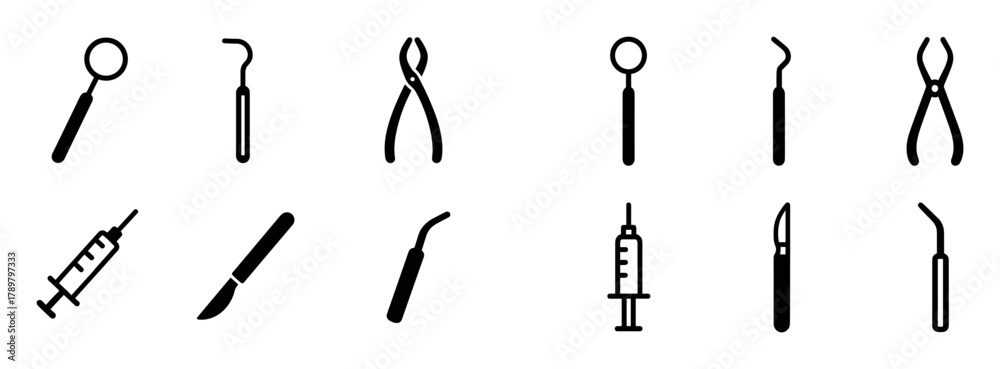 Fototapeta premium Dental Tools Icons