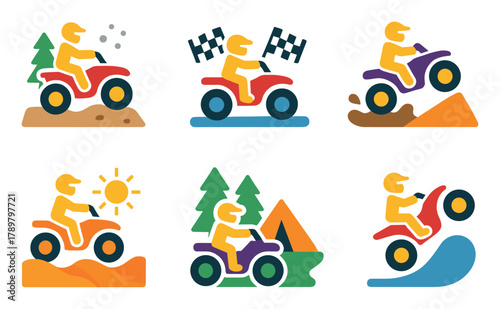 Quad Bike Icon Set
