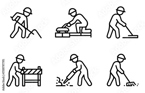 Minimalist Roadwork Icons