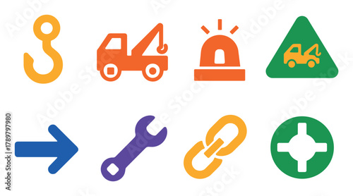 Colorful Tow Truck Icons