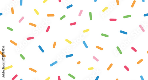 Colorful Sprinkles Pattern on White Background, Festive Decorative Topping, Candy