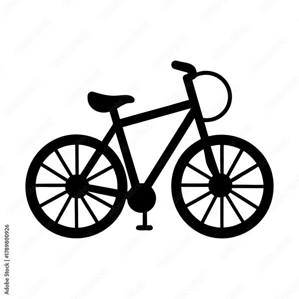 Fototapeta premium Vintage Style Bike Sharing Icon – Groovy Bicycle with Funky Curves on White Background.