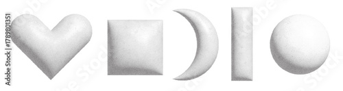 A futuristic set of 3D shapes with stipple halftone gradient textures, enhancing any artwork.