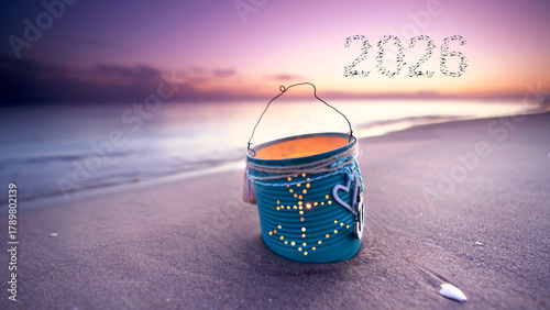 anchor lantern with flying birds in shape of new year 2026