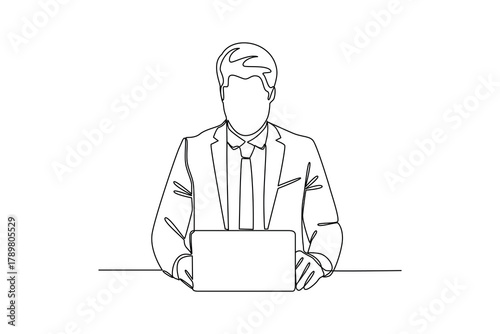 Simple continuous line drawing of all about businessman activity. simple line, creativity designer. Vector, Designer.