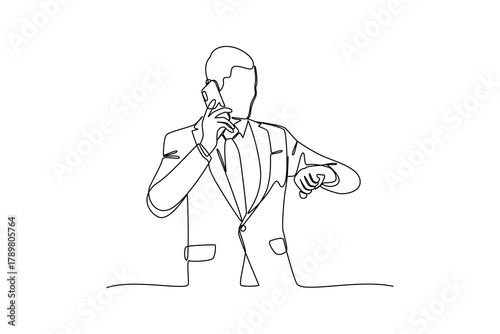 Simple continuous line drawing of all about businessman activity. simple line, creativity designer. Vector, Designer.