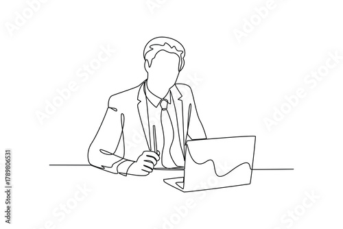 Simple continuous line drawing of all about businessman activity. simple line, creativity designer. Vector, Designer.