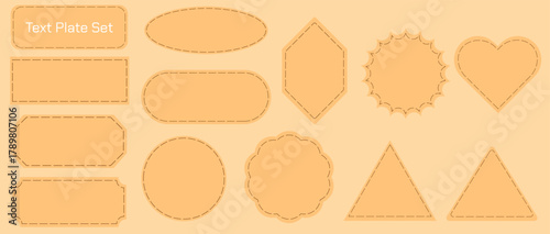 Stitched Text Plate Set (Brown)