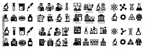Science laboratory icons collection