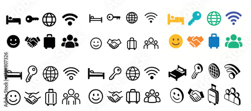 Collection of diverse travel and communication icons