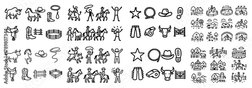 Western icons and cowboy symbols collection