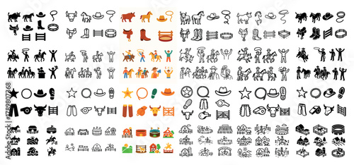 Western icons: cowboys, horses, hats, cows, boots