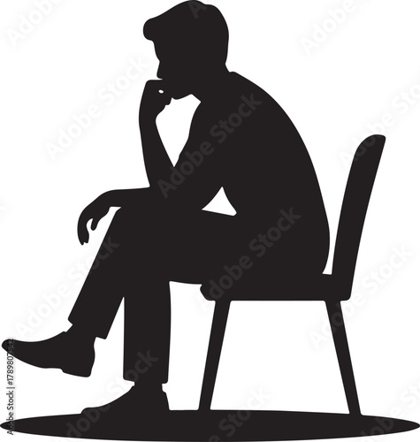 Person sitting on chair thinking silhouette icon
