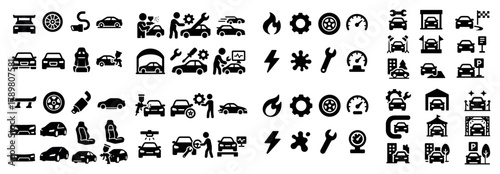 Car maintenance and repair icons set