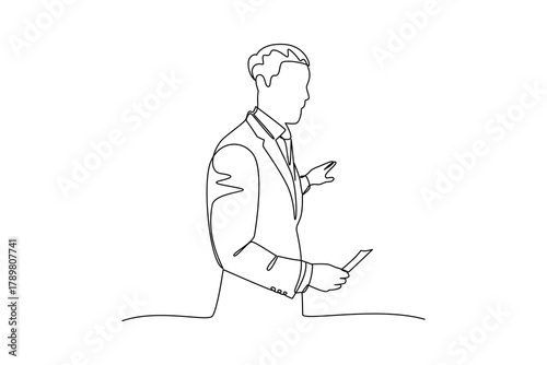 Simple continuous line drawing of all about businessman activity. simple line, creativity designer. Vector, Designer.