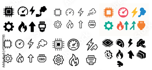 Vehicle dashboard icons collection