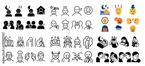 Various emotional expressions in iconic style