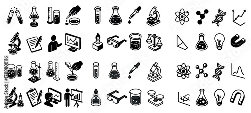 Science and research icons collection