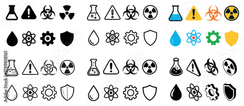 Science and hazard symbols collection