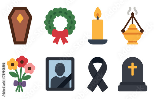 Funeral Icons Set