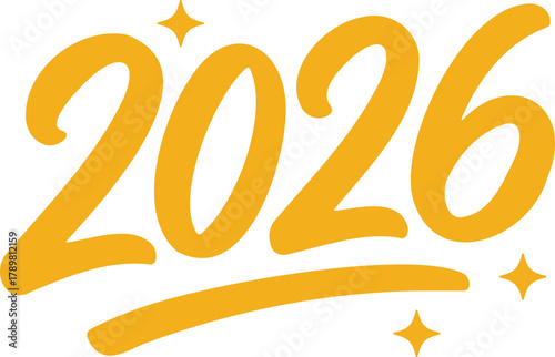 Happy new year 2026 golden script design with sparkler elements
