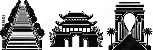 Iconic landmarks, gates, and pathways for global travel inspiration