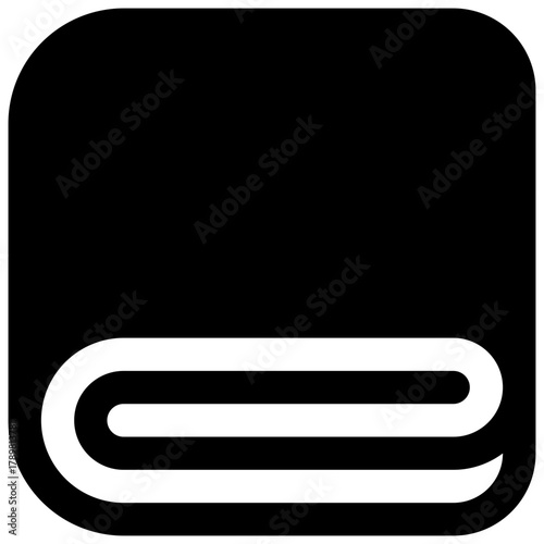 Blanket. Outlined stroke vector icon with black-filled details.