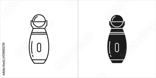 Roll on deodorant icon, outline and glyph style, hygiene product