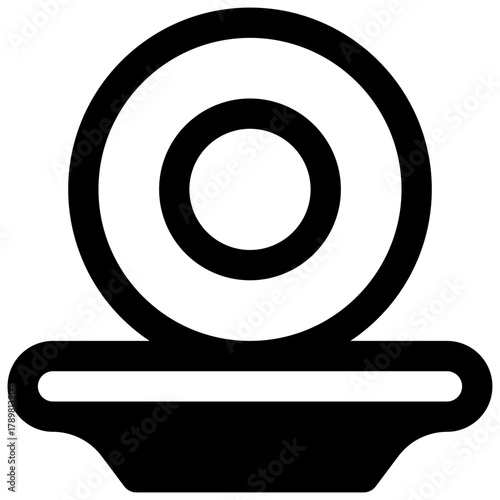 Plates. Outlined stroke vector icon with black-filled details.