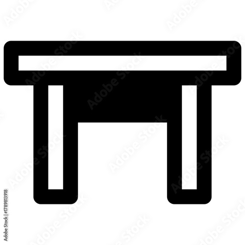 Table. Outlined stroke vector icon with black-filled details.