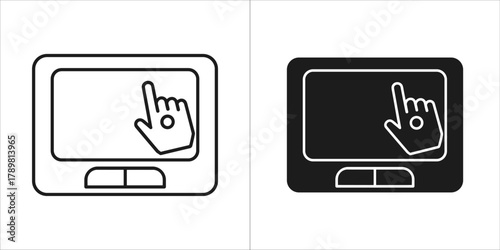 Touch panel with hand gesture, modern technology concept