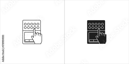 Hand pressing button on keypad